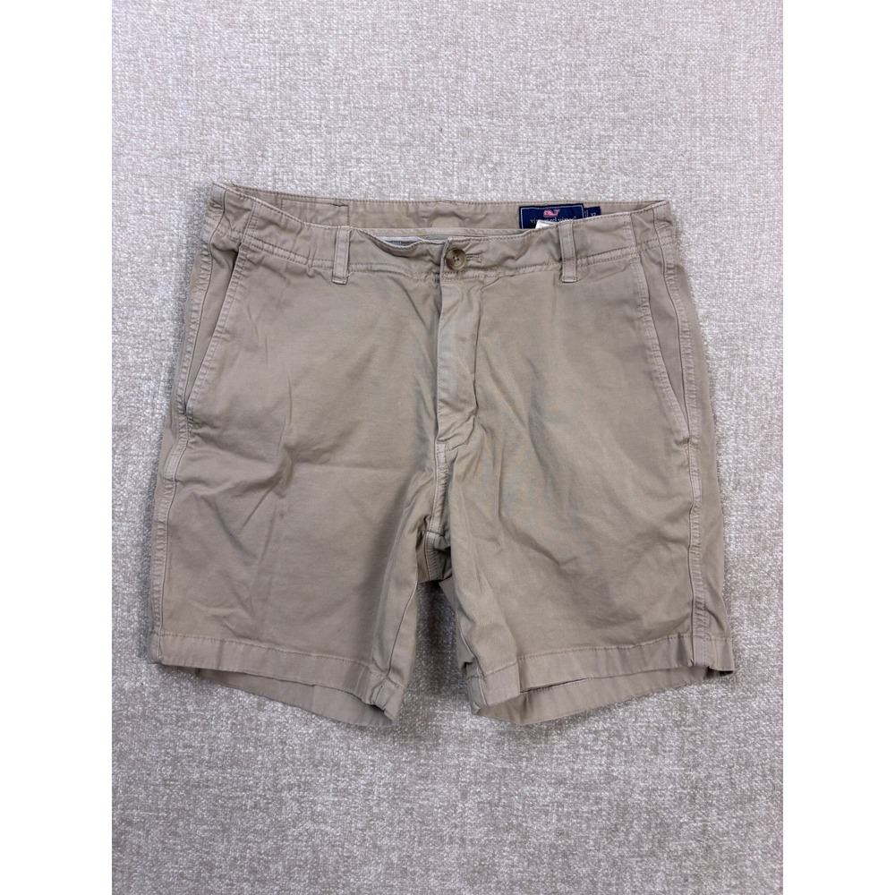 Vineyard Vines Mens 32 Breaker Shorts Khaki Tan Chino Cotton Stretch 7 Inseam